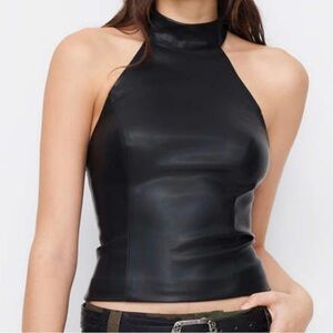 NWT faux leather Cider Halter Top